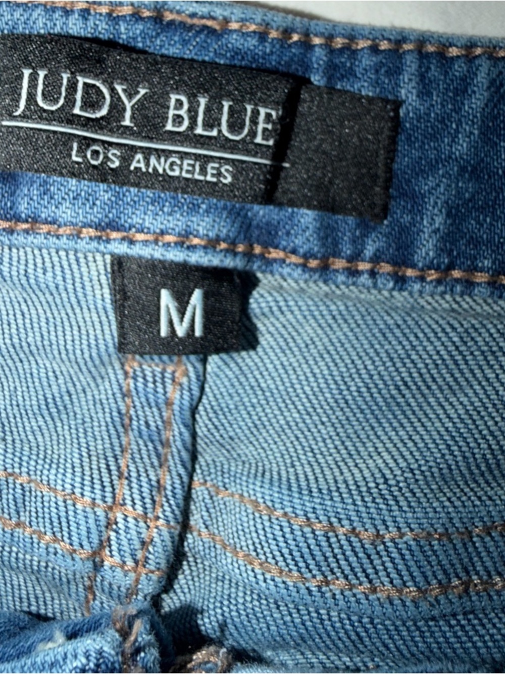 Judy Blue Medium Blue Distressed Bermuda Denim Shorts - Picture 5 of 12